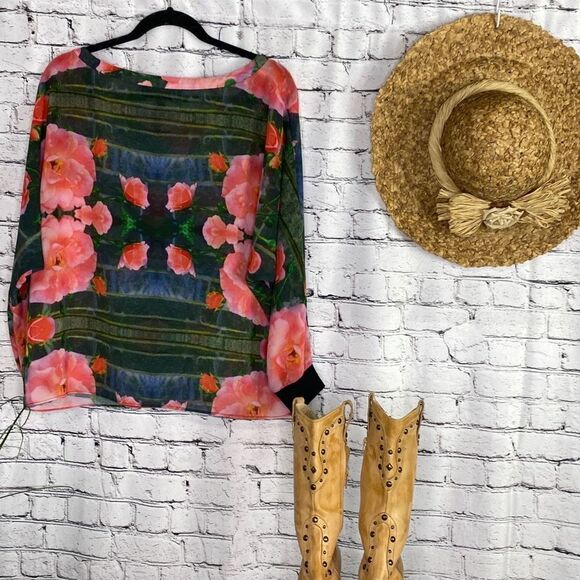 Anthropologie Floral Print Top Maytham Rose Dolman Blouse By Julie Haus, Size Sm - Picture 10 of 16